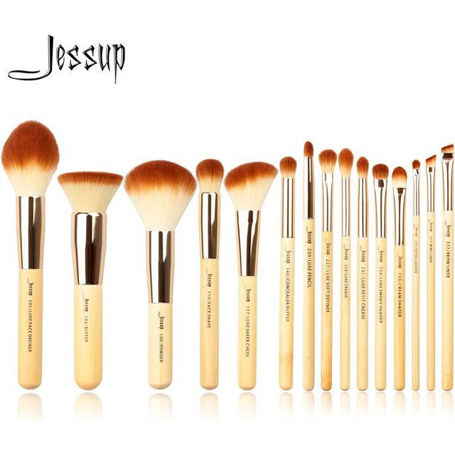 Jessup bambuhandtag 15 st foundation ansiktskräm concealer buffert rodnar handgjorda fiber hår skönhet makeup set & kit T140