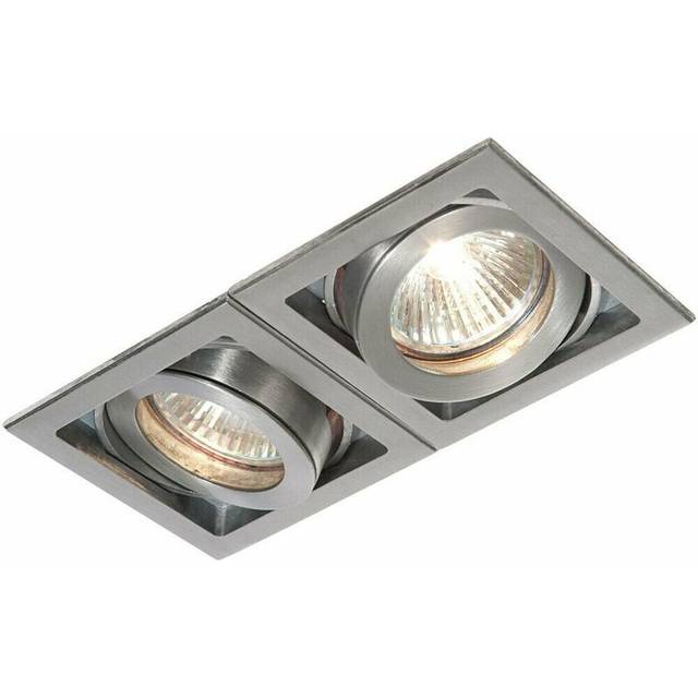 Double Square Adjustable Head Ceiling Spotlight Aluminium GU10 50W Box Downlight