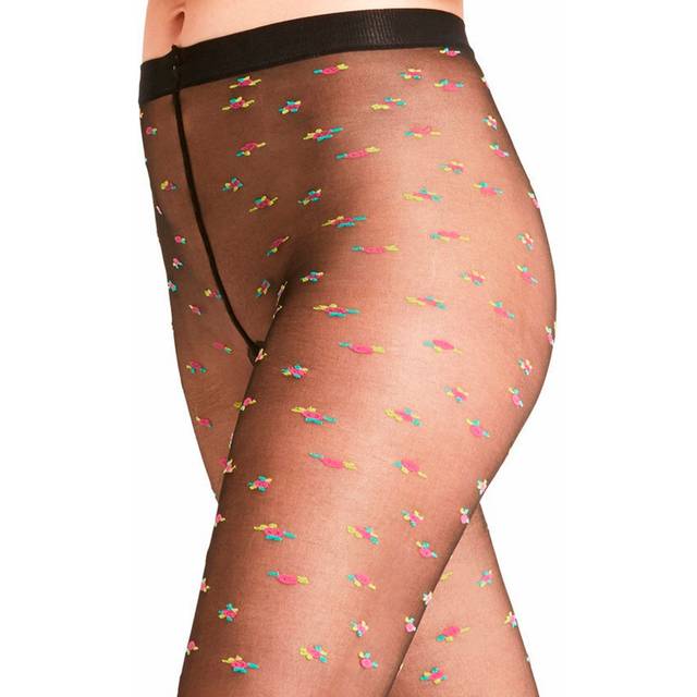 Falke Small Rose 12 Denier Floral Patterned Tights Colour: Black, Size - M