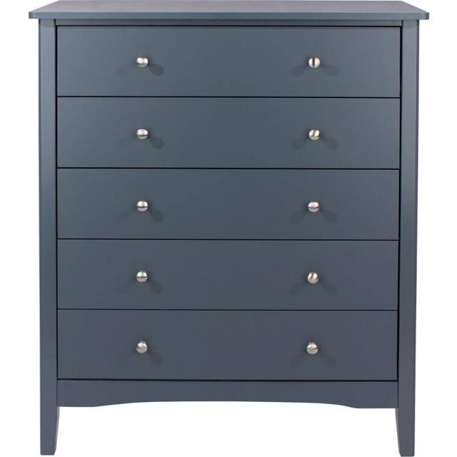 Chest of Drawers 5 Drawer Bedroom Storage Metal Handles Runners Midnight Blue