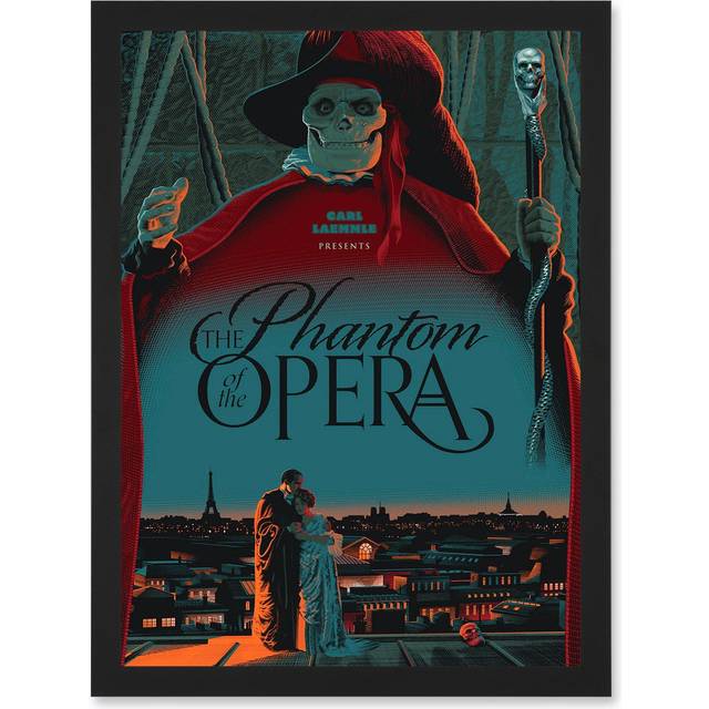 Film Movie Paris Skull Laemmle Phantom Opera Musical Artwork Framed Wall Art Print A4 - Black - One Size