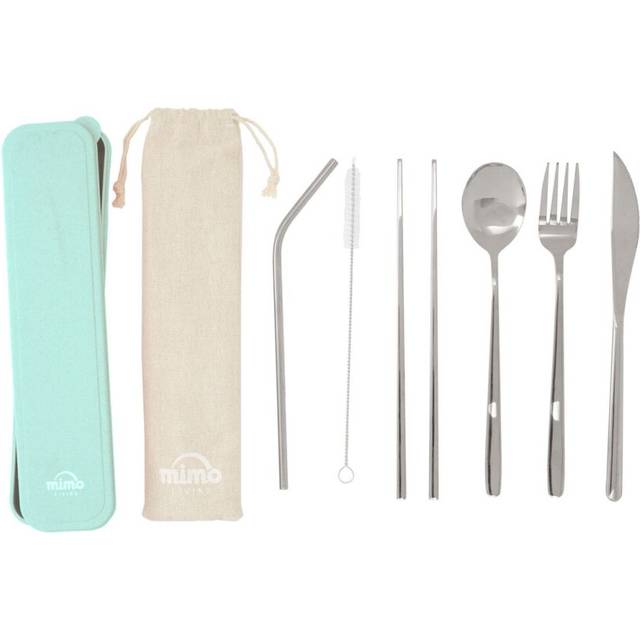 6 Pc Straw Cutlery Set with Box, Spoon and Fork Set, Serving Fork & Spoon, Unique Cutlery Set - Silver - One Size