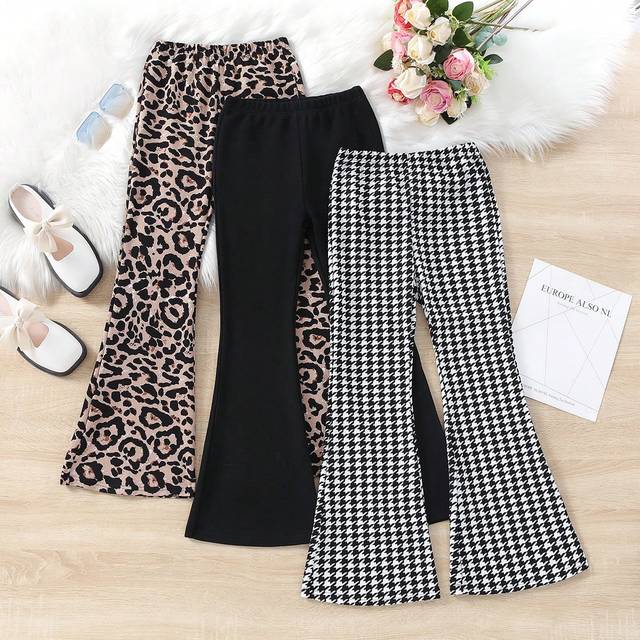 SHEIN Tween Girl 3pcs Elastic Waist Flare Leg Pants