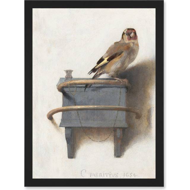Fabritius The Goldfinch Bird Animal Nature Painting A4 Artwork Framed Wall Art Print - Black - One Size