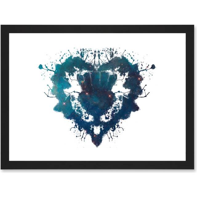 Ink Splat Thistle Heart Scotland A4 Artwork Framed Wall Art Print - Black - One Size