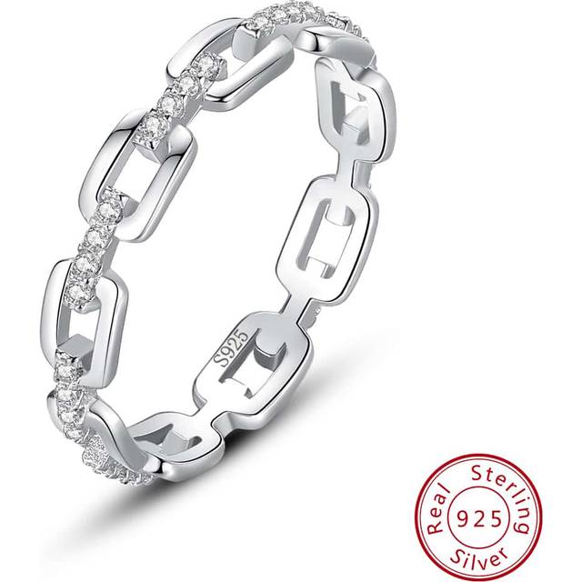 1 st. Utsökt Silver Kubik Zirkonium Dekoration Kedjedesign Bröllopsband För Kvinna För fest Dekorationer Smycken Accessoarer För kvinnor Bröllop Bra S (7,5,9,6,8,10)