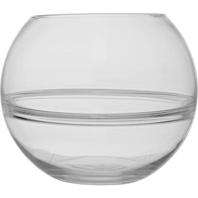 Premier Housewares Room Decor Flower Vase Clear Fish Vase Round Glass Vases For Flowers Black Modern Floor Vase 20 x 20 x 16