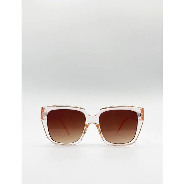 SVNX Womens Crystal Frame Oversized Square Sunglasses - Peach - One Size