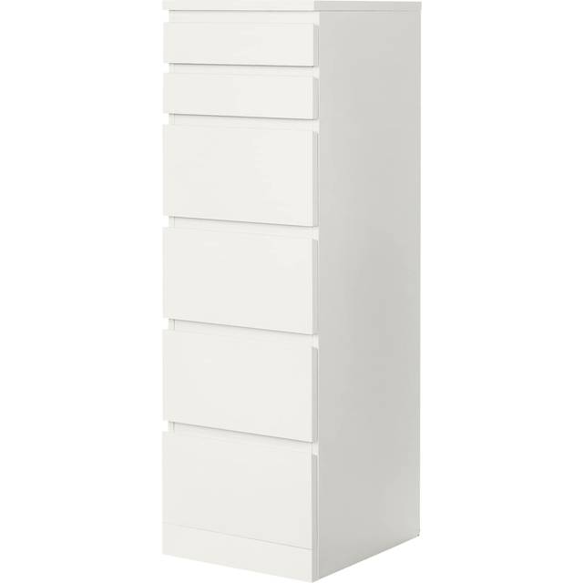 MALM Chest of 6 drawers, white/mirror glass, 40x123 cm