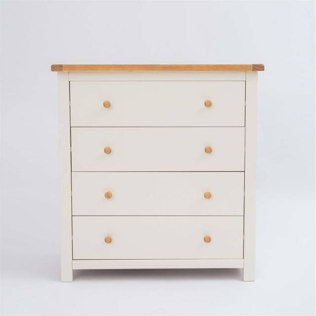 4 Drawer Chest Off White Bedroom Furniture Clothing Storage Country Wood Unit