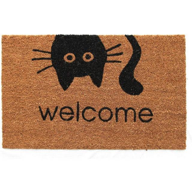 Coco&Coir Fancy | Natural Coir | Tryckt | Formad | Latex-baksida dörrmatta (Meow Welcome)