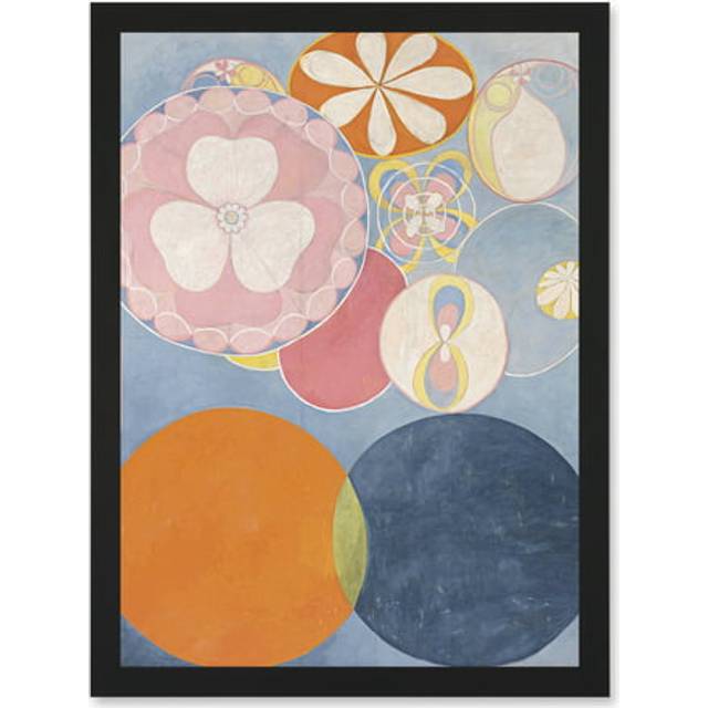 Hilma Af Klint Group IV No 2 Ten Largest Youth Abstract Artwork Framed Wall Art Print A4 - Black - One Size