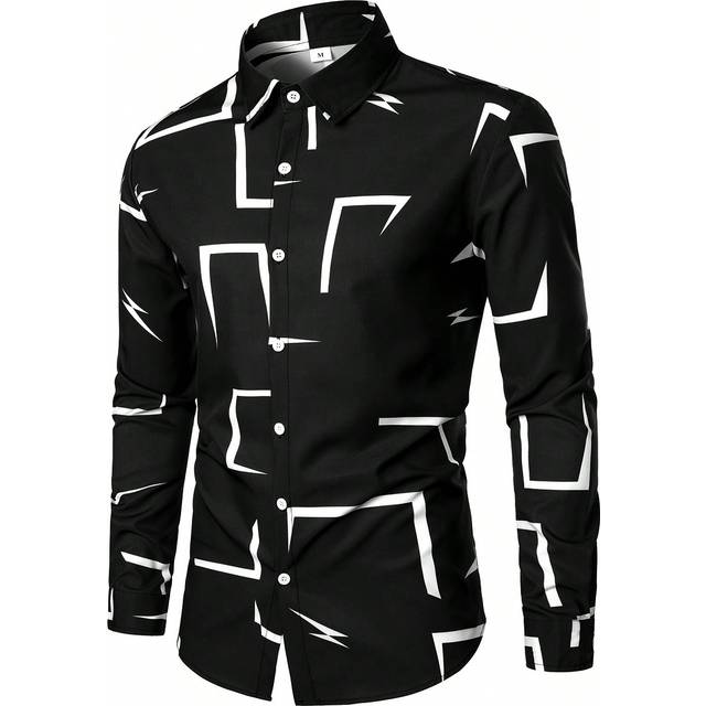 SHEIN Men Geo Print Button Up Shirt