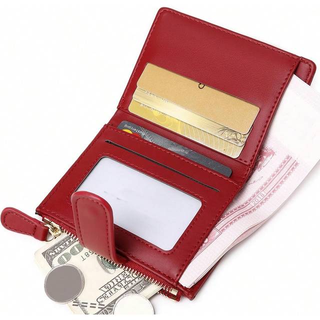 SHEIN Fashion Minimalist PU Leather Solid Color Crocodile Embossed Bifold Snap-Fastener Women Wallet With Card Slot With Holder ID Window Student Girl Trave
