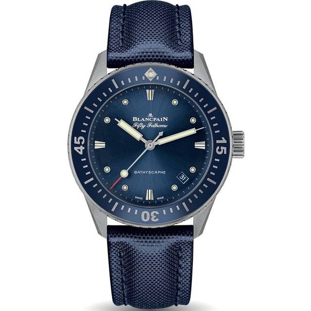 Blancpain Mens Stainless Steel 5100 1140 52a Fifty Fathoms Stainless-steel and Canvas Automatic Watch 38mm - stainless steel