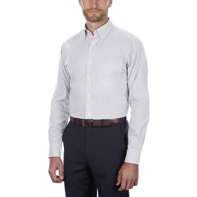 Van Heusen Men's Dress Shirt Regular Fit Pinpoint Stripe  iced Grey  1