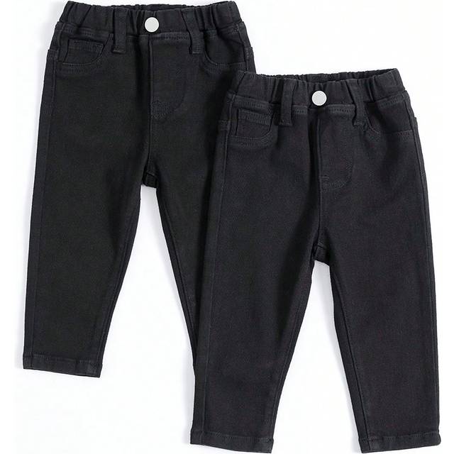 SHEIN Baby Girl 2pcs Solid Single Button Jeans