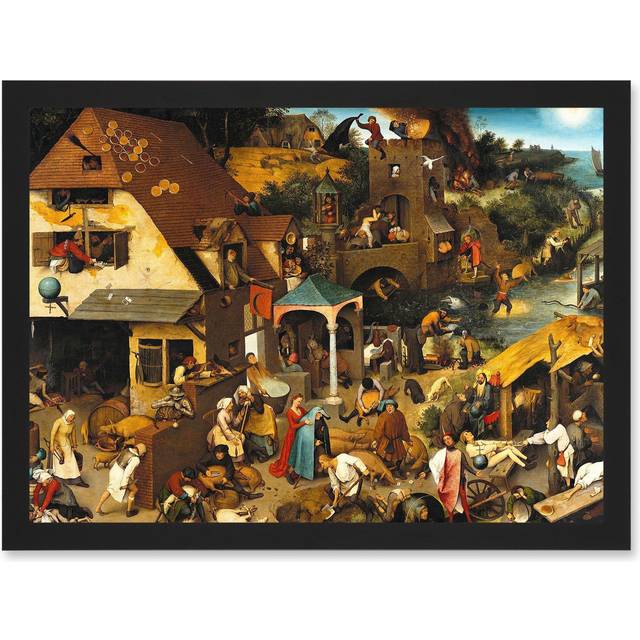 Hieronymus Bosch Pieter Bruegel Elder Paintings 1559 Artwork Framed Wall Art Print A4 - Black - One Size