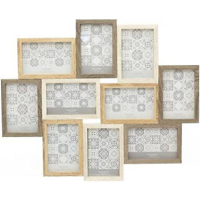 Large 10 aperture wooden hanging photo picture collage multi tonal frame