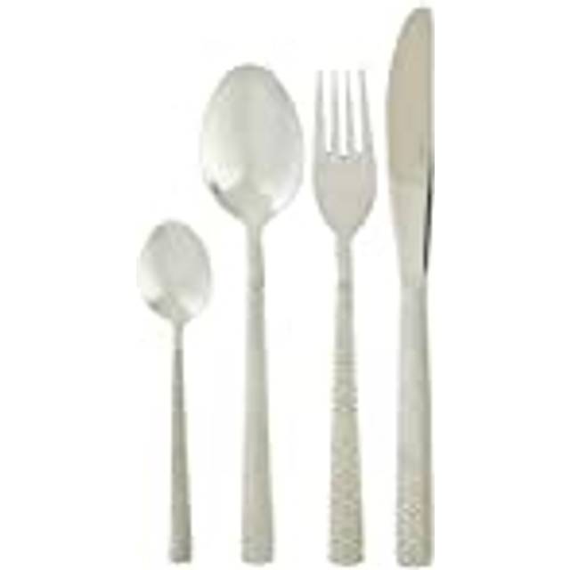 16Pc Cutlery Set, Elegant Silverware Cutlery Set, Modern Stainless Steel Cutlery Set with Geometric Prints - One Size