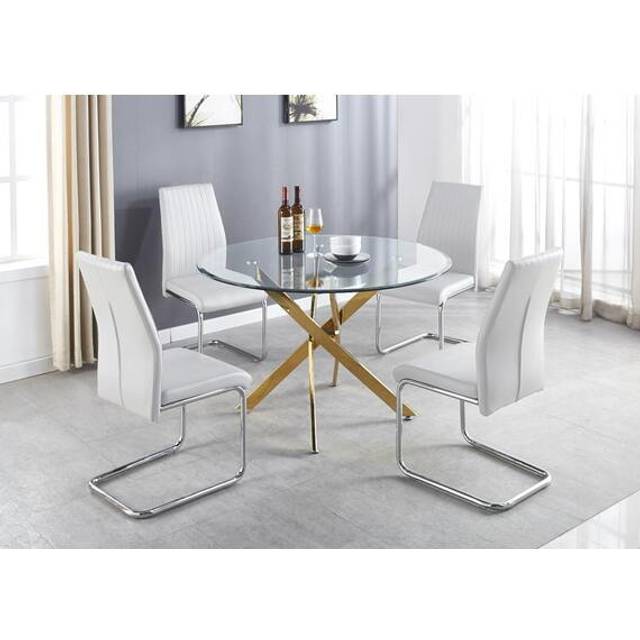 Novara Dining Table with Six Lorenzo Chairs Set - White
