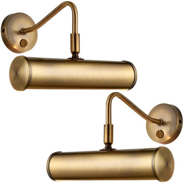 2 PACK LED Picture Wall Light Antique Brass Dimmable 6.2W Warm White Down Bar