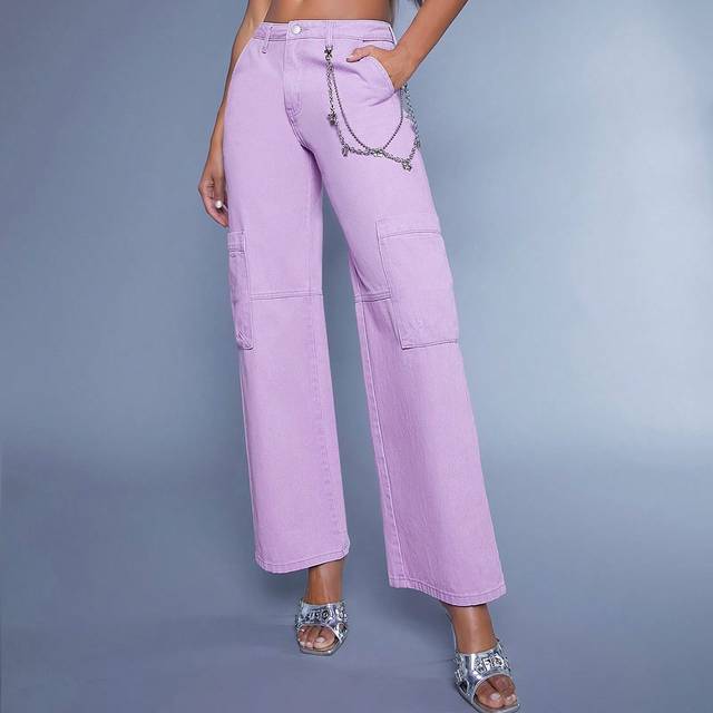 Hauture Draped Chain Cargo Wide Leg Jeans