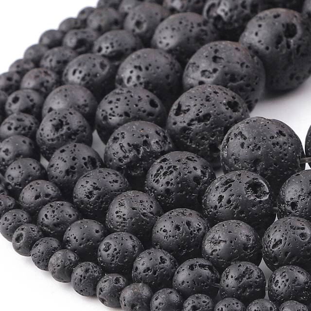 beadia Synthetic Volcanic Stone Circular Spacer Beads For DIY Jewelry Bracelet Accessories 38cm 1 String 4/6/8/10/12mm