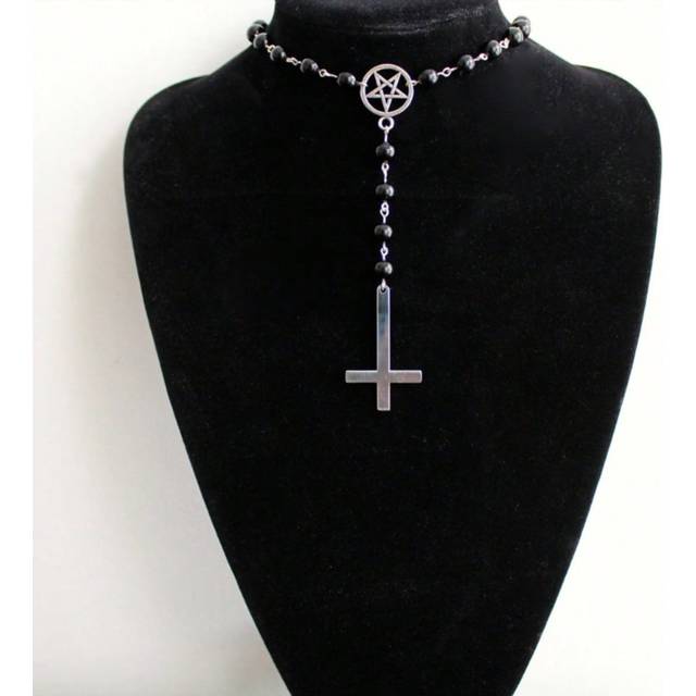 SHEIN 1pc Gothic Style Beaded Cross Necklace For Men&#39;s Jewelry