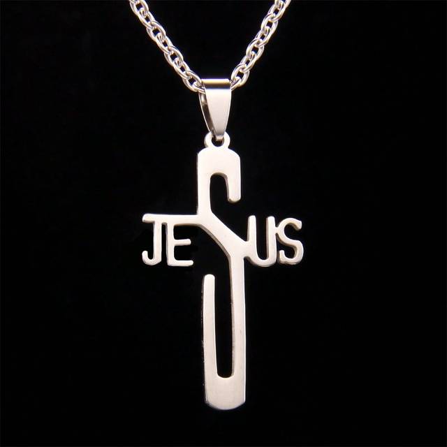 SHEIN 1pc Jesus Cross Stainless Steel Necklace