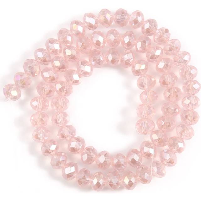SHEIN A Strand 3/4/6/8mm Faceted AB Pink Color Glass Austria Crystal Beads Rondelle Loose Spacer Beads For Jewelry Making DIY Bracelets Necklace Earrings Ba