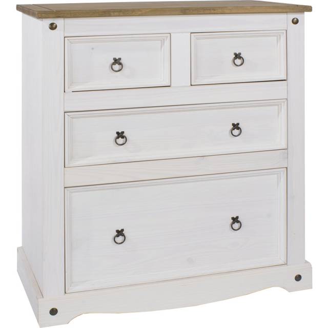 White Pine Chest of 4 Drawers Two Tone Solid Mexican Wood 2+2 Drawers