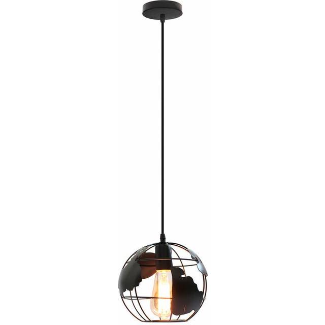 Vintage Globe Shape Chandelier Black Creative Metal Pendant Light Industrial Ceiling Light for Bedroom Cafe Bar