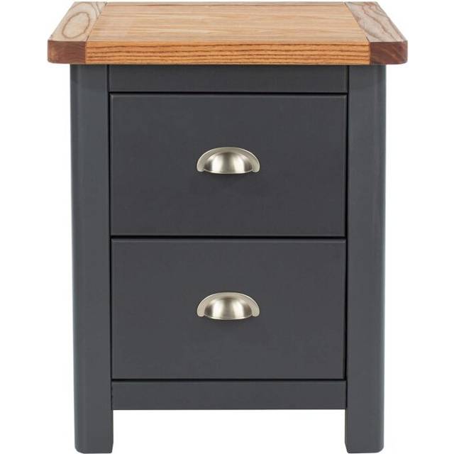 Bedside Table 2 Drawer Bedroom Furniture Storage Blue Two Tone Nightstand Wooden