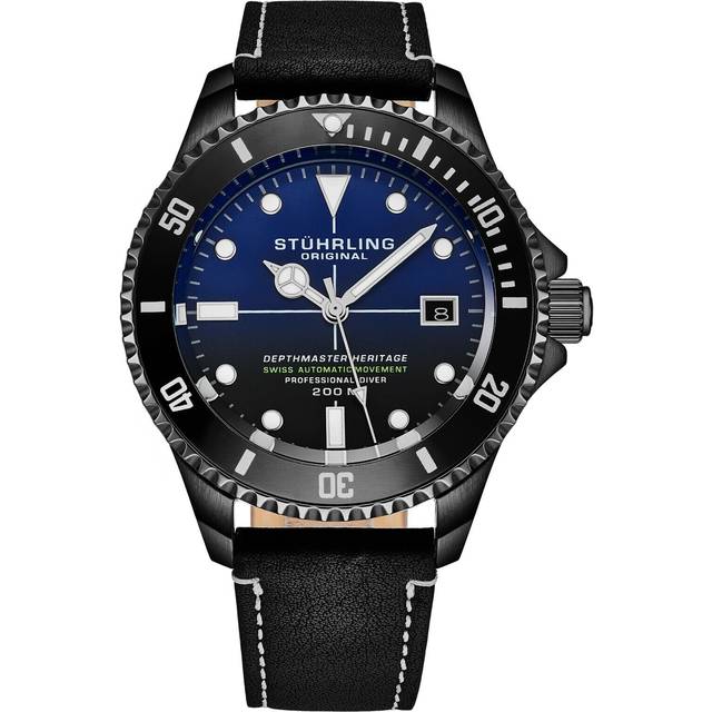 Stührling Mens Swiss Automatic Depthmaster Heritage 883HB 42mm Diver - Black - One Size