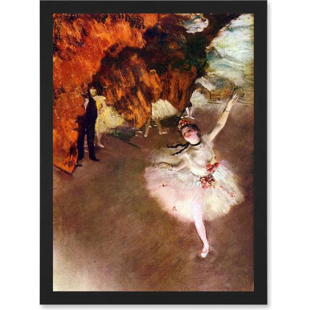 Painting Degas Prima Ballerina Ballet Dancer Old Master Artwork Framed Wall Art Print A4 - Black - One Size