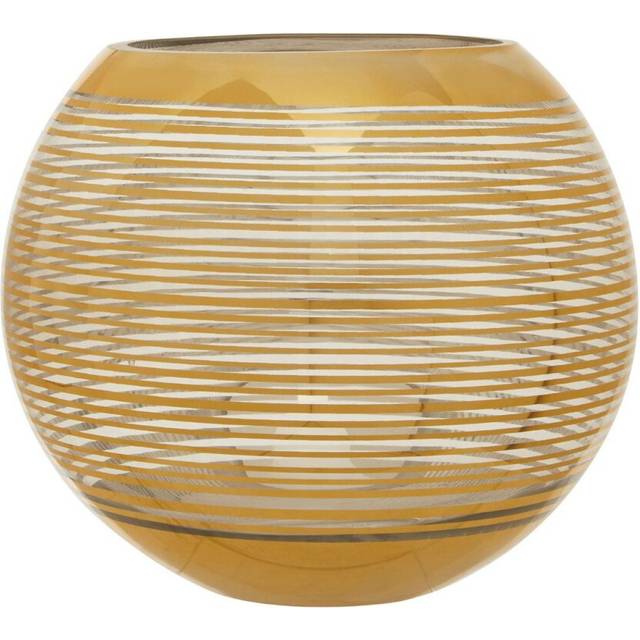 Premier Housewares - Gold Finish Decorative Vase/ Accentuated With Stripe Design And Contrasting Rim / Glass Vases For Decoration 25 x 20 x 25