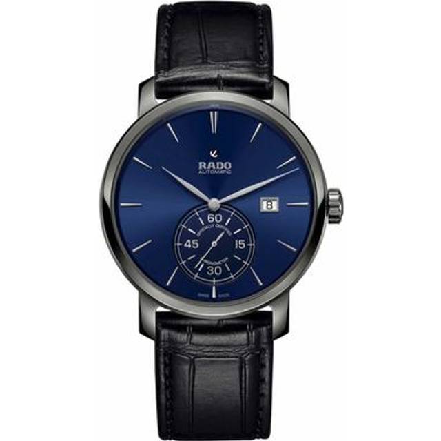 Rado Mens DiaMaster Automatic Petite Seconde Black Leather Strap Watch R14053206
