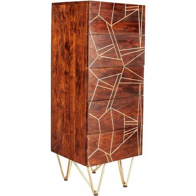 Tall Chest of drawers Dallas Dark Mango - Dark Wood