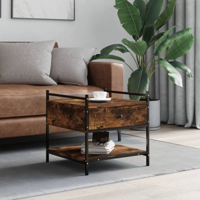 vidaXL Coffee Table Smoked Oak 50x50x50 cm Engineered Wood - Brown