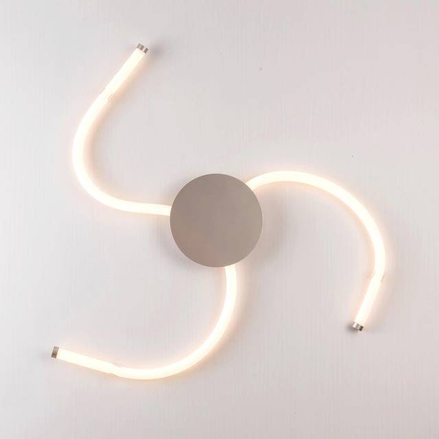 Harper Living Led 3 Light Flush Ceiling Light, Flexible Polycarbonate Arms, Matt Nickel, Non-dimmable, White