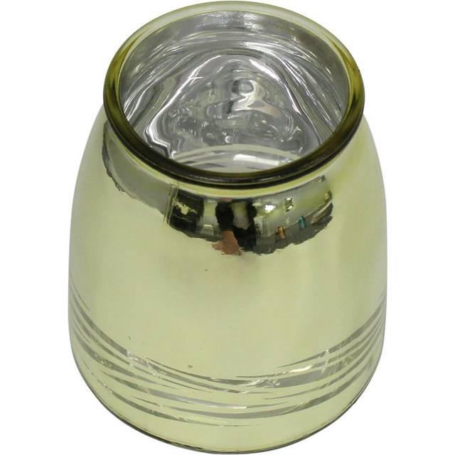 Gold Electroplated Metallic Glass Flower Vase Wide Mouth Swirl Design