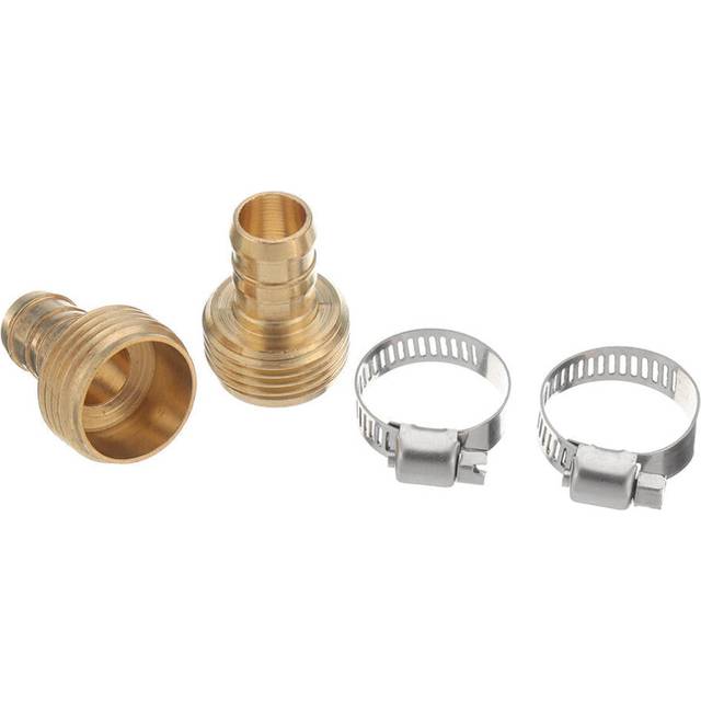 3/4'' NPT Brass Male Female Connector Garden Hose Repair Quick Connect Water Pipe Fittings Car Wash Adapter w/ Adjustable Ear Hose Clamp Clip