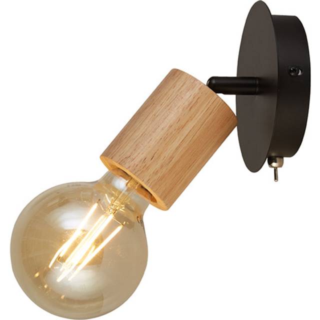 Searchlight 50211-1NA Spinny Spotlight Wall Light Wood Matt Black Meta
