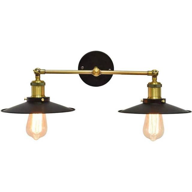 Vintage Retro Wall Sconce Metal Industrial Wall Light Antique Classic Wall Lamp 2 Lamp Holder Light Fixture Black Ã22CM