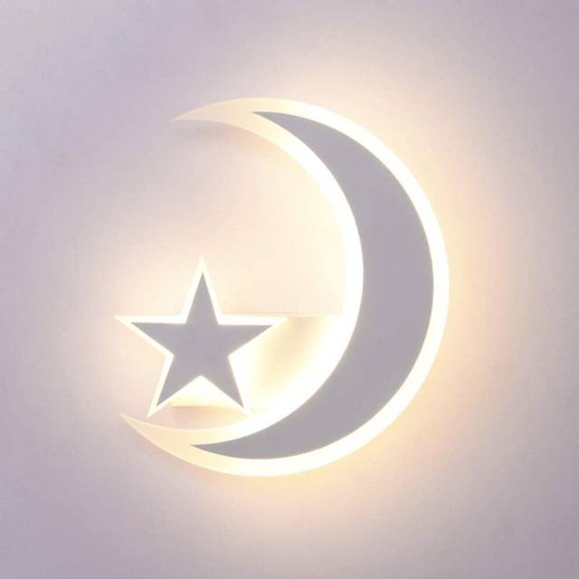 Modern Elegant Wall Light Creative Star Moon Wall Lamp Nordic Simple Wall Sconce Cute Baby Wall Light Warm White