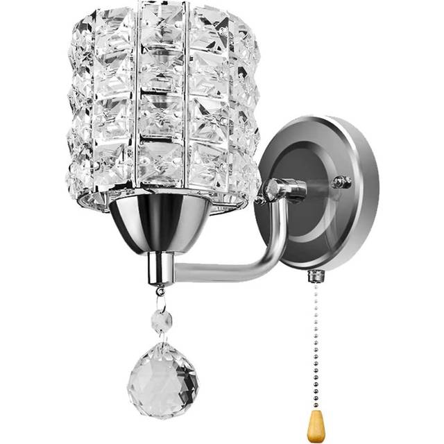 Modern Wall Lamp Crystal Wall Light Elegant Style Creative Cylinder Wall Sconce for Living Room Dining Room Bedroom Silver