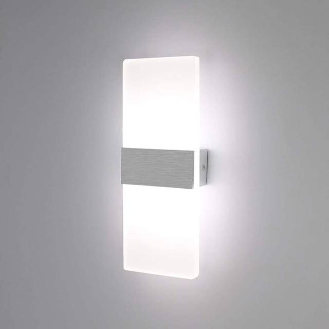 Simple LED Wall Light Indoor 6W Up Down Wall Lamp Modern Acrylic Wall Sconce for Living Room Bedroom Pathway Corridor Stairs Balcony Cool White
