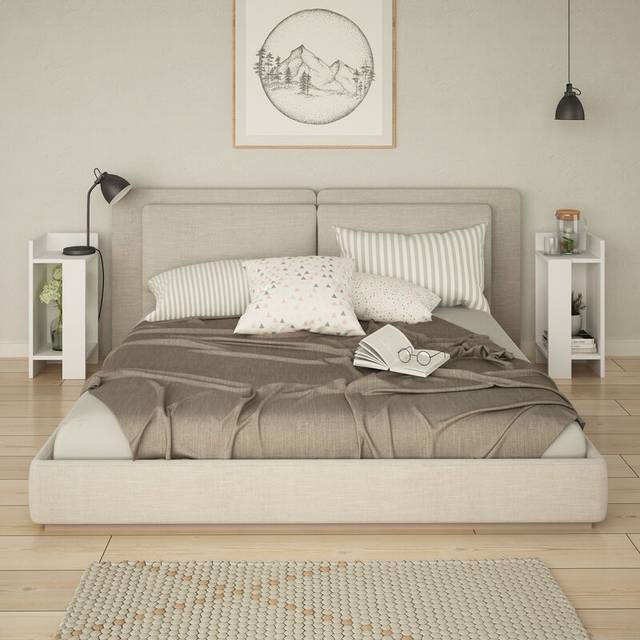 Elos Modern Bedside Table Left And Right - White - White - Decortie