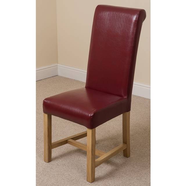 (Leather, Red) Washington Braced Oak Dining Chair